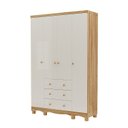 Ver imagem 2 de Guarda-Roupa Bebê 4 Portas e 3 Gavetas 100% MDF Mimo Espresso Móveis Bege/Off White/Amêndoa