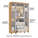 Ver imagem 4 de Guarda-Roupa Bebê 4 Portas e 3 Gavetas 100% MDF Mimo Espresso Móveis Bege/Off White/Amêndoa