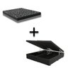 Cama Box Baú King 193 Tecido Sintético Preto Com Colchão Espuma D23 - Tampo Preto 12cm - 1