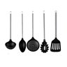 Kit Jogo Colheres Utensílios Nylon Cozinha Preto 5 Peças - 1
