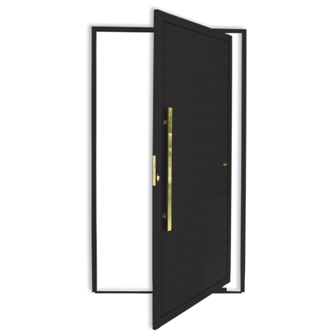 Porta Pivotante Lambril c/Puxador e. Super Preto Dourado 120 Brimak