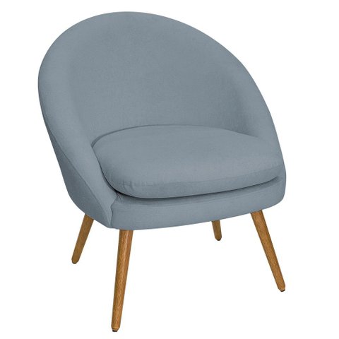 Poltrona para Sala Rafa Pés Palito Castanho Bouclé Azul Claro - Nexta Casa