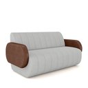 Ver imagem 2 de Sofá Decorativo Living Sala de Estar Bornéu 148cm Pés de Madeira Pu/veludo Marrom/cinza G33 - Gran B