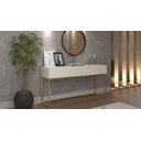 Ver imagem 1 de Aparador Buffet Eros Off White 90cm Industrial 2 Gavetas Corrediças Telescopica Pé de Ferro