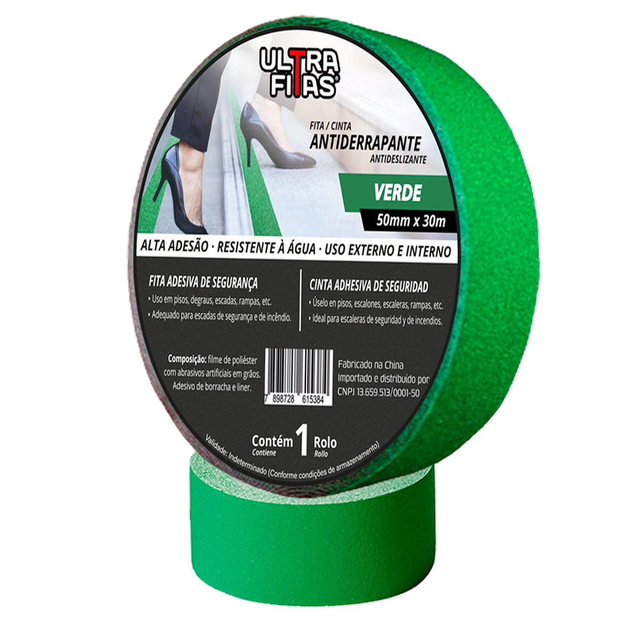 Fita Antiderrapante 50 Mm X 30 Metros - Verde