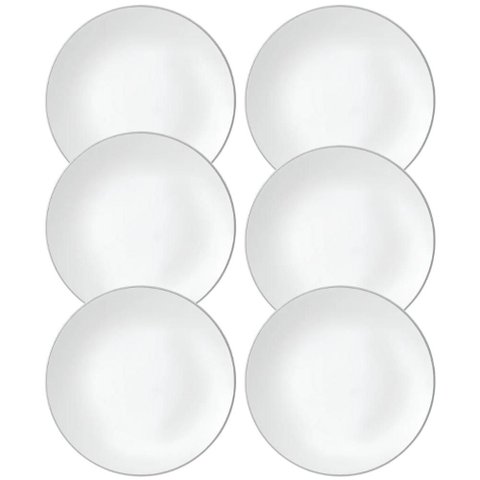 Jogo 6 Pratos Rasos 27cm Porcelana Branca Legacy Silver L He