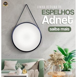 Espelho Adnet 60cm Preto com Alça Preta
