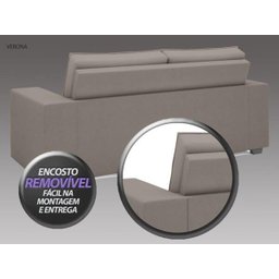 Conjunto de Sofá 2 e 3 Lugares Fixo Verona Velosuede Marrom - NetSofás - 6