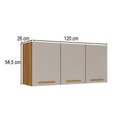 Ver imagem 4 de Armário Aéreo Cozinha 120 cm Rubi 3 Portas Cinamomo/Off White - Pnr Móveis