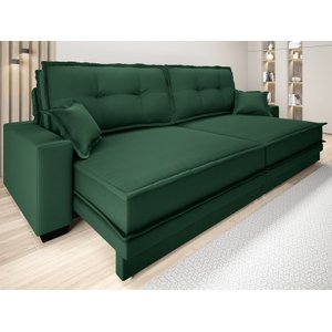 Sofá Palermo 2,80m Retrátil e Reclinável Velosuede Verde - Netsofás