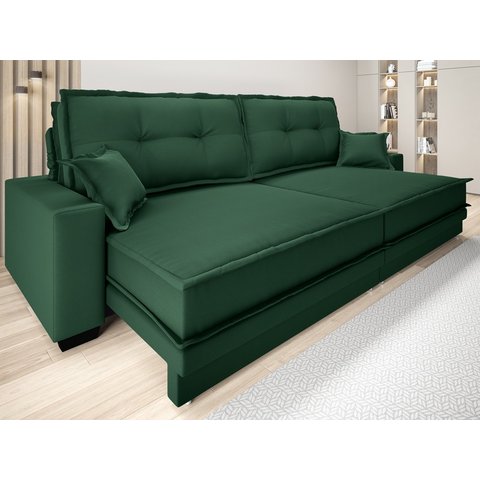 Sofá Palermo 2,80m Retrátil e Reclinável Velosuede Verde - Netsofás