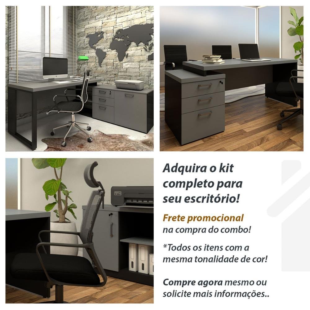 Mesa de Reunião Pés Metal 2m Cs Pre Caixa de Tomadas F5 Cor:cinza Sagrado com Preto - 5