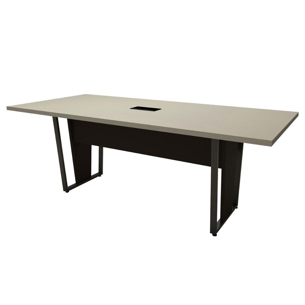 Mesa de Reunião Pés Metal 2m Cs Pre Caixa de Tomadas F5 Cor:cinza Sagrado com Preto - 4