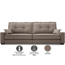 Sofá Palermo 2,80m Retrátil e Reclinável Velosuede Capuccino - Netsofás - 3