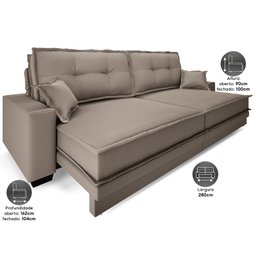 Sofá Palermo 2,80m Retrátil e Reclinável Velosuede Capuccino - Netsofás - 2