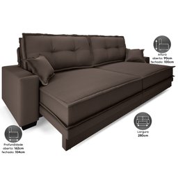 Sofá Palermo 2,80m Retrátil e Reclinável Velosuede Chocolate - Netsofás - 2