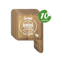 Kit 10 Tábua de Hambúrguer Madeira Pinus Estufado Natural - 2