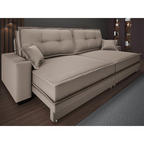 Sofá Palermo 2,20m Retrátil e Reclinável Velosuede Capuccino - Netsofás
