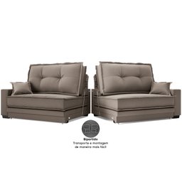Sofá Palermo 2,40m Retrátil e Reclinável Velosuede Capuccino - Netsofás - 7