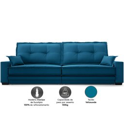 Sofá Palermo 2,40m Retrátil e Reclinável Velosuede Royal - Netsofás - 3