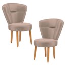 Ver imagem 1 de Conjunto 2 Poltronas Moderna para Sala de Espera Cozinha Recepção Pés de Madeira Tecido Veludo