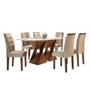 Ver imagem 1 de Conjunto Mesa Genova Tampo Slim Vidro Plus 6 Cadeiras Napoles Cel Moveis Chocolate/suede Pena