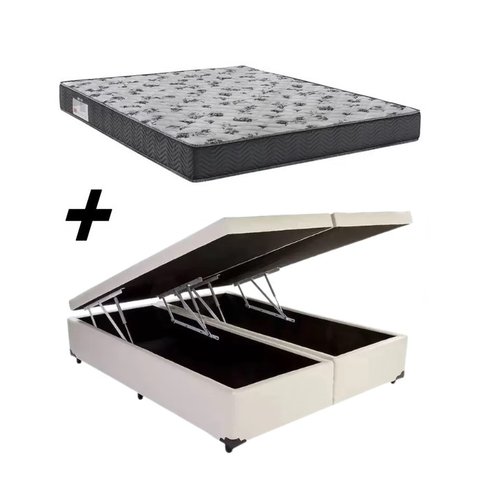Cama Box Baú Casal Bipartido Colchão Iso 100 D33 138x188 Branco - Ortobom