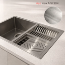 Ver imagem 5 de Cuba Calha Gourmet Pia Aço Inox 304 Cozinha Profissional 80x40cm Cozix