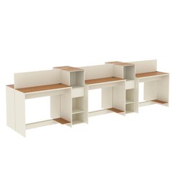 Estação de Trabalho 6 Lugares Office Smart 6 Mesas 4 Armários - Off White e Cedro - 3