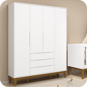 Ver imagem 4 de Quarto de Bebê Berço Evolution + Guarda Roupa 4P + Cômoda Sp Elfe Branco Fosco