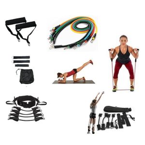 Kit Elástico 11 Peças Com Elástico Para Treino Salto Corrida