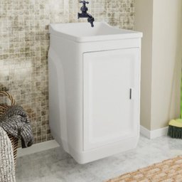 Gabinete Para Lavanderia Com Tanque Branco 01 Porta + Torneira Reforçada + Fita Veda Rosca - 2
