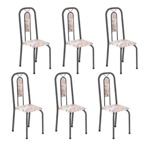 Cadeiras para Sala de Jantar 6 Unidades Lívia Prata/Botanic Bege/Mart