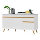 Ver imagem 5 de Balcão Cozinha Gabinete Pia 150 Cm 3 Portas 1 Gaveta Veneza Gw Multimóveis Mp3740 Branco