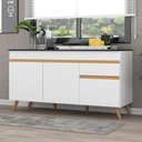 Ver imagem 1 de Balcão Cozinha Gabinete Pia 150 Cm 3 Portas 1 Gaveta Veneza Gw Multimóveis Mp3740 Branco