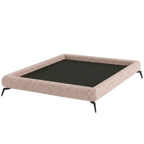 Cama Queen Base Box Pés Ferro 176cm Nami Linho Rosa Claro - Nexta Casa