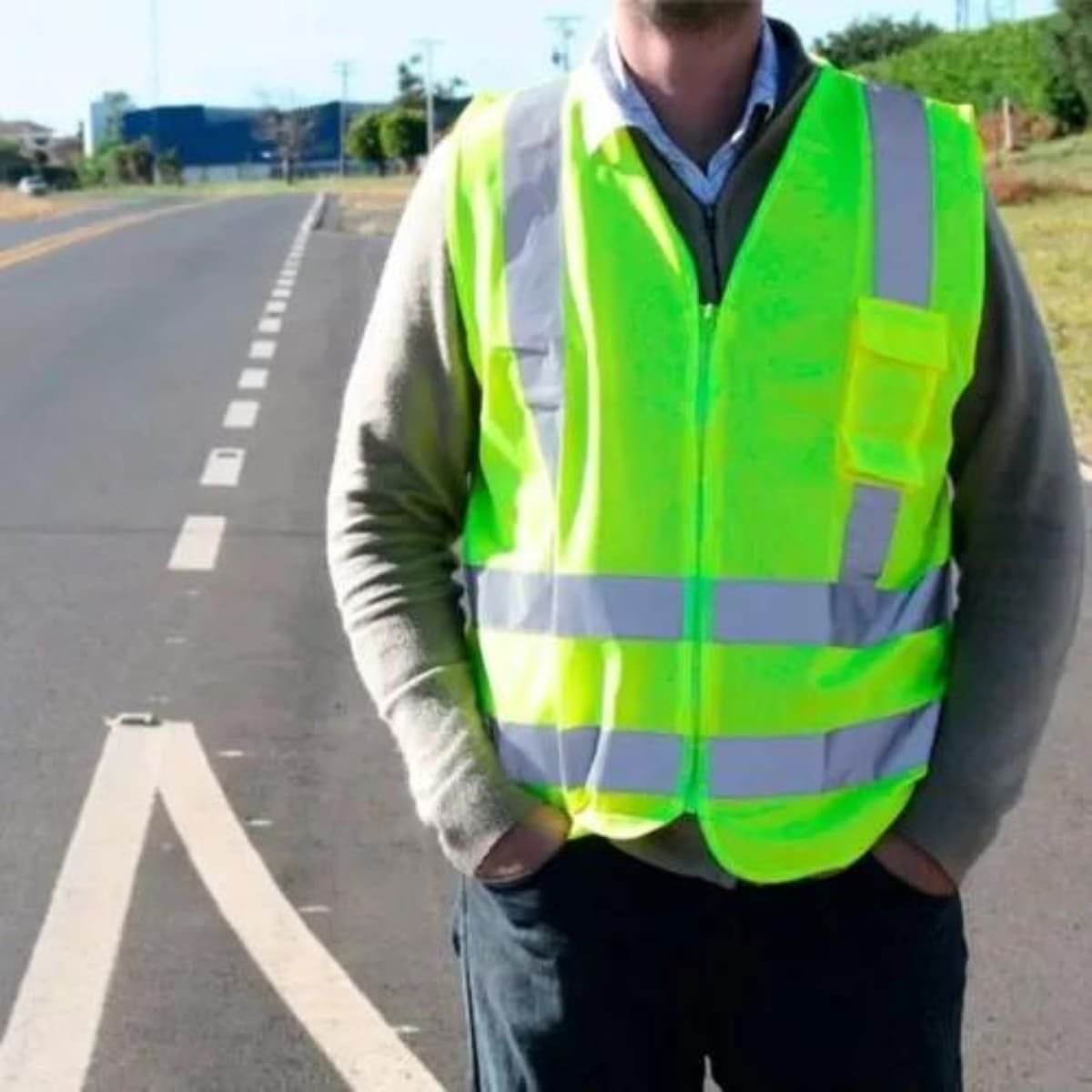 Colete Refletivo Segurança Zíper Amarelo 1 Bolso Trânsito - 4