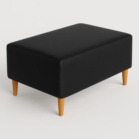 Puff Bela Manu Decor Madri Pés Palito Couríssimo Preto