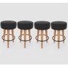Kit 4 Banqueta Média Cozinha 60cm Estofada Preto Madeira Maciça Urban - 1