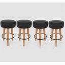 Ver imagem 1 de Kit 4 Banqueta Média Cozinha 60cm Estofada Preto Madeira Maciça Urban