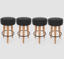 Ver imagem 1 de Kit 4 Banqueta Média Cozinha 60cm Estofada Preto Madeira Maciça Urban