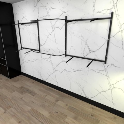 Arara de Roupas Closet Quarto com 18 Peças Regulável 300x100 Cm Cor Preto Modelo Clst1b393