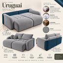 Ver mais imagens de Sofá Cama Casal Retrátil e Reclinável 2 Lugares Bicolor Pérola / Azul 196cm