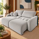 Ver imagem 1 de Sofá Cama Casal Retrátil e Reclinável 2 Lugares Bicolor Pérola / Azul 196cm
