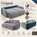 Ver mais imagens de Sofá Cama Casal Retrátil e Reclinável 3 Lugares Bicolor Pérola / Azul 196cm