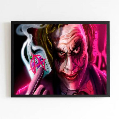Quadro Decorativo The Joker 24x18cm - com vidro:Madeira branca