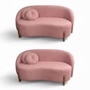 Ver imagem 1 de Kit 02 Sofás Orgânicos 2 Lugares C/2 Almofadas Curvo Sala Recepção Amsterdã Veludo Rosa - Montanari'