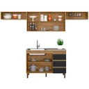 Ver imagem 5 de Cozinha Modulada 7 Portas 3 Gavetas 269cm Nature Preto Fosco PLLA