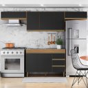 Ver imagem 2 de Cozinha Modulada 7 Portas 3 Gavetas 269cm Nature Preto Fosco PLLA