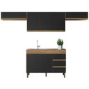 Ver imagem 1 de Cozinha Modulada 7 Portas 3 Gavetas 269cm Nature Preto Fosco PLLA